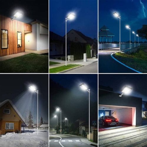 800W napelemes utcai LED lámpa tartókonzollal, távirányítóval, mozgásérzékelővel