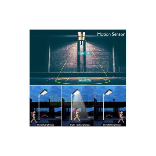 800W napelemes utcai LED lámpa tartókonzollal, távirányítóval, mozgásérzékelővel