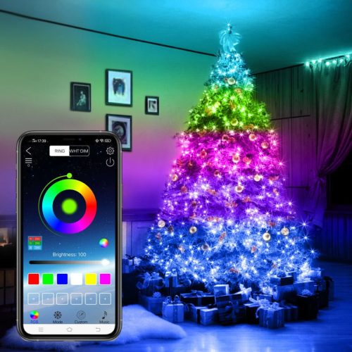 Intelligens Led Fényfűzér App és Távirányító Vezérléssel 10m- 220V