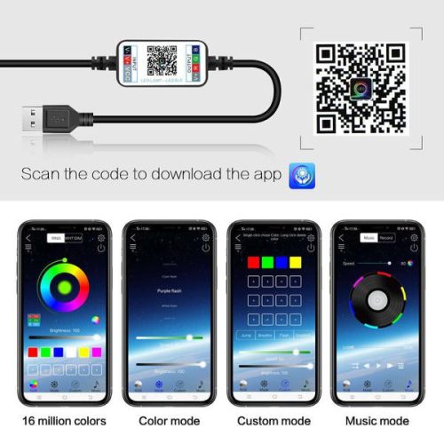 Intelligens Led Fényfűzér App és Távirányító Vezérléssel 10m- 220V