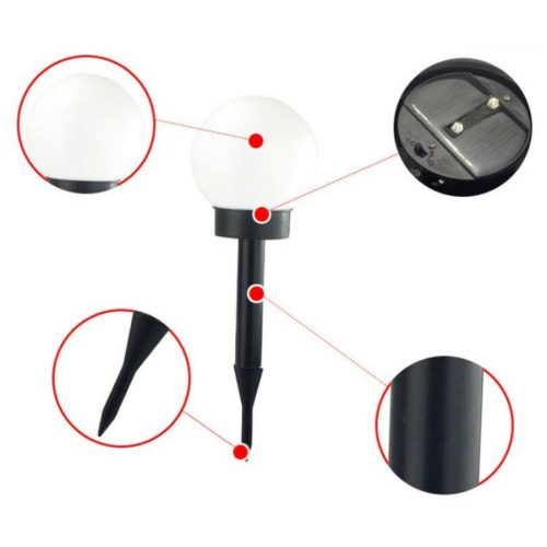 4 db Fehér Leszúrható Napelemes Kerti Gömb Lámpa