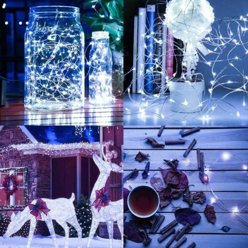 Napelemes Hidegfehér Kerti Fényfüzér 30 m