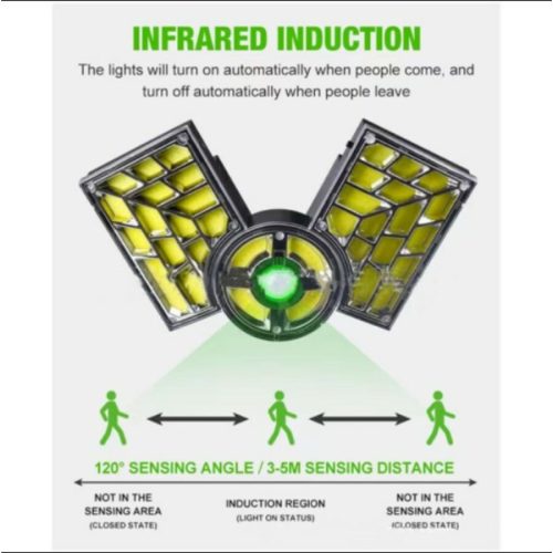 Kültéri Napelemes Mozgásérzékelős, Állítható Fejes Lámpa