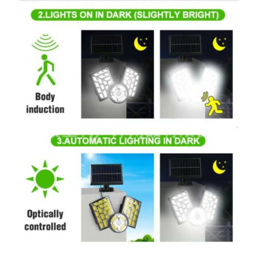 Kültéri Napelemes Mozgásérzékelős, Állítható Fejes Lámpa