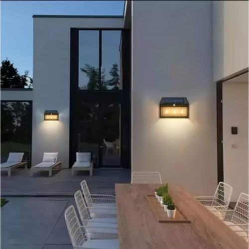 Napelemes, Mozgásérzékelős Kerti LED Lámpa, Meleg fehér