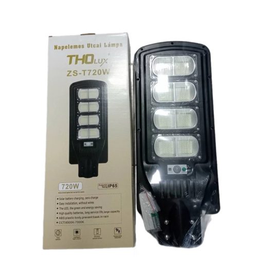 Napelemes Utcai LED Lámpa, Mozgásérzékelővel, Távirányítóval 720W