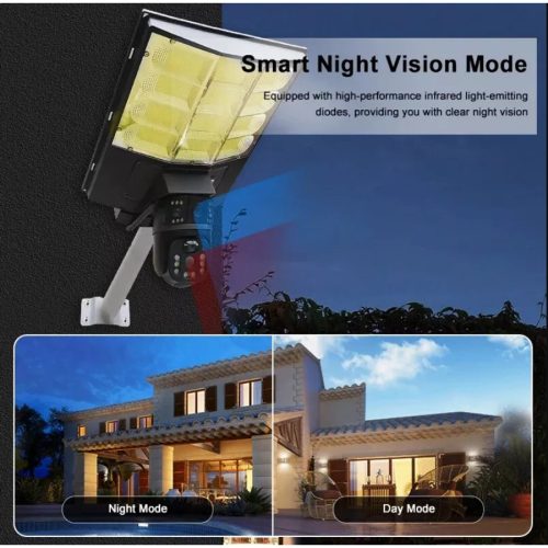 Napelemes Utcai Lámpa Kamerával, Konzollal, 4G Wifi 4MP