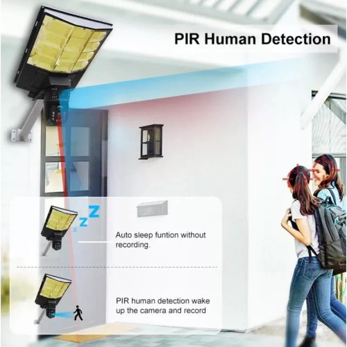 Napelemes Utcai Lámpa Kamerával, Konzollal, 4G Wifi 4MP