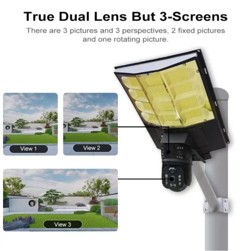 Napelemes Utcai Lámpa Kamerával, Konzollal, 4G Wifi 4MP