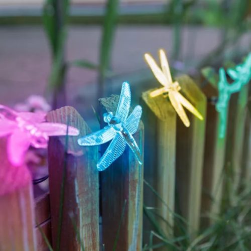 Szitakötős szolár fényfüzér - 2,9 m - 10 színes LED