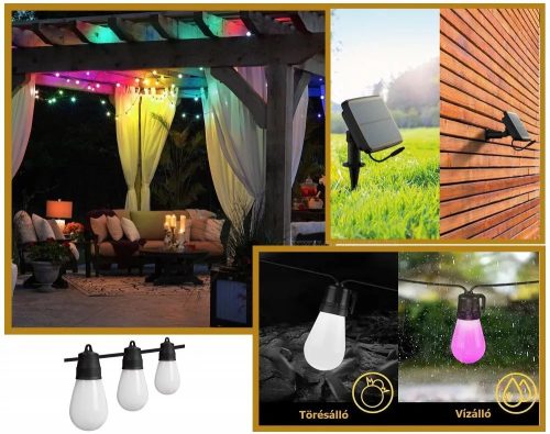 Smart fényfüzér, 30 db villanykörte izzó, 14,37 m