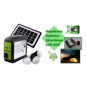 Hordozható napelemes LED lámpa Reflektor USB töltő 