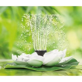 Úszó napelemes szökőkút fehér tavirózsa