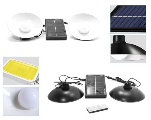 Napelemes kemping LED lámpa szett távirányítóval