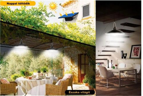 Napelemes kemping LED lámpa szett távirányítóval