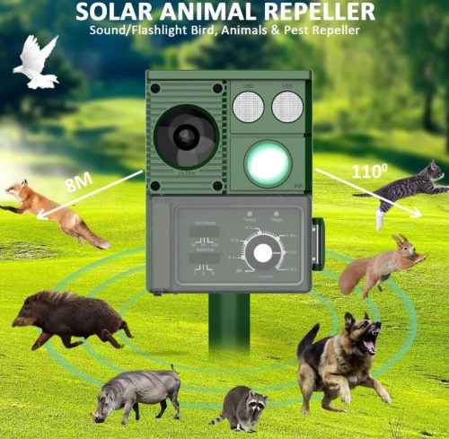 Napelemes akusztikus és ultrahangos állatriasztó, Nyest Kutya Macska Vad és Madár riasztó