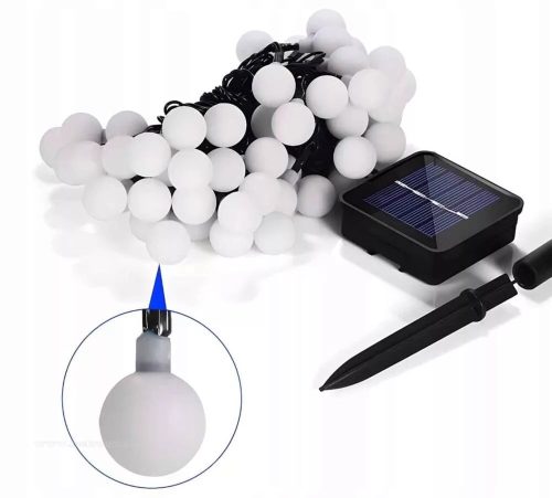 Gömb fényfüzér, 50 LED, 490cm hosszú, Színes