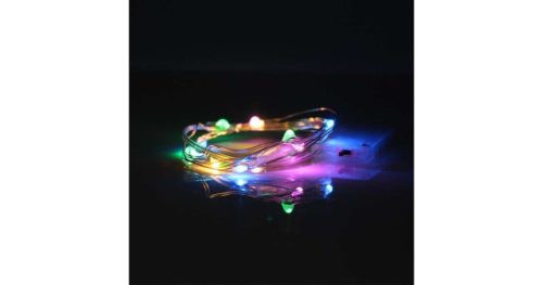 Színes napelemes kültéri fényfüzér, 20m, 200db LED