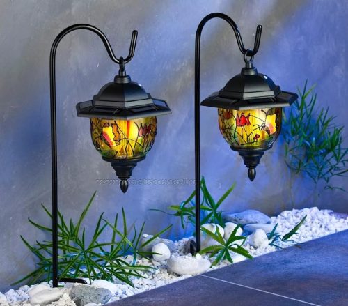 Napelemes kerti Tiffany lámpa szett 2 db-os