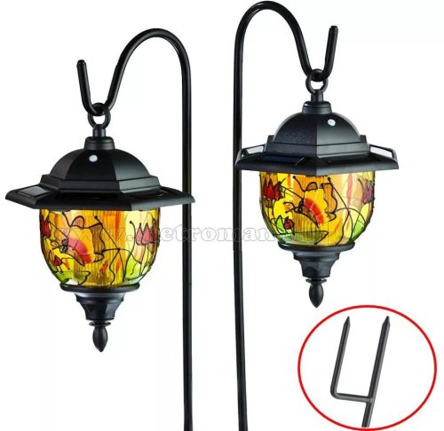 Napelemes kerti Tiffany lámpa szett 2 db-os