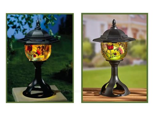 Napelemes kerti asztali Tiffany lámpa