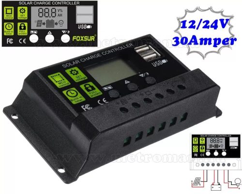 12V 140 Watt napelemes töltő szett töltésvezérlővel