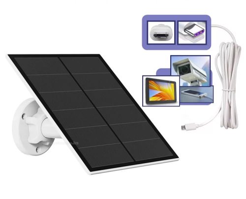 Napelemes telefon és kamera töltő 5W micro USB és USB-C csatlakozással
