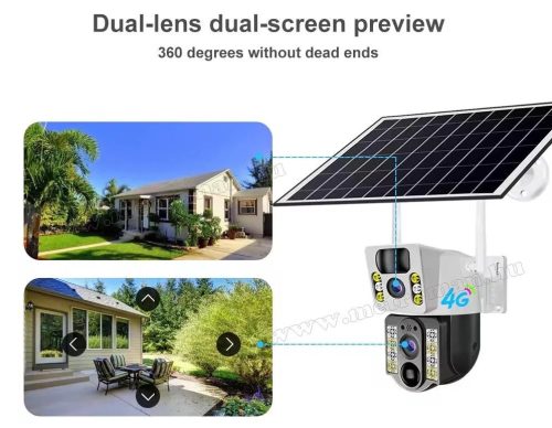 Napelemes 4G IP kamera, mobilnetes SIM kártyás kültéri biztonsági kamera