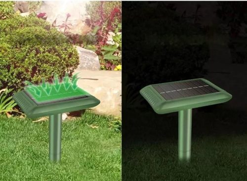 Napelemes vakondriasztó vibrációs és akusztikus riasztással