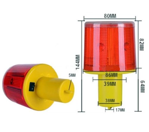 Napelemes villogó figyelmeztető LED lámpa Piros