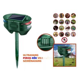 Multifunkciós Napelemes Ultrahangos kisállatriasztó