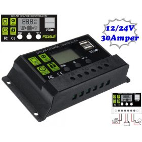 Napelem töltésvezérlő 12-24V 30A