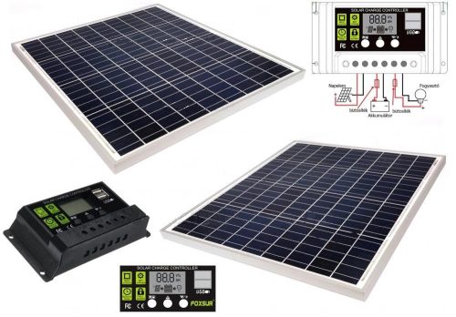 12V 2X60 Watt napelemes töltő szett töltésvezérlővel