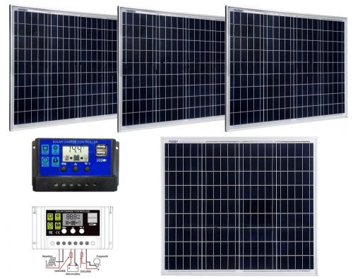 4X60 Watt 12V napelemes töltő szett töltésvezérlővel