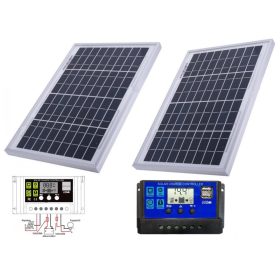 12V 2x10w Watt napelemes töltő szett töltésvezérlővel