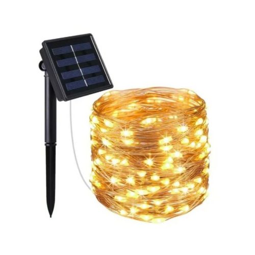 Karácsonyi Napelemes Füzér, 50 LED, 5 Méter, Meleg Fehér