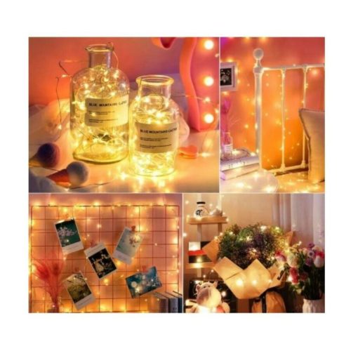 Karácsonyi Napelemes Füzér, 50 LED, 5 Méter, Meleg Fehér