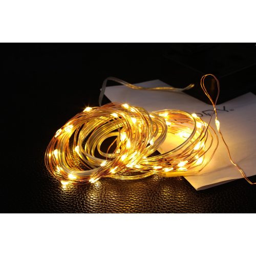 Karácsonyi Napelemes Füzér, 50 LED, 5 Méter, Meleg Fehér