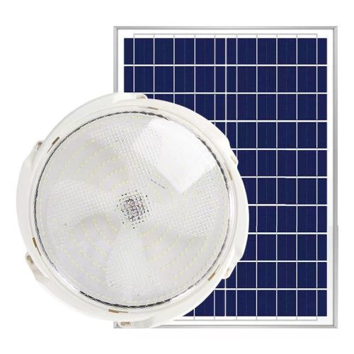 Napelemes Mennyezeti Lámpa, 300 W,  Távirányítóval, Hideg Fehér