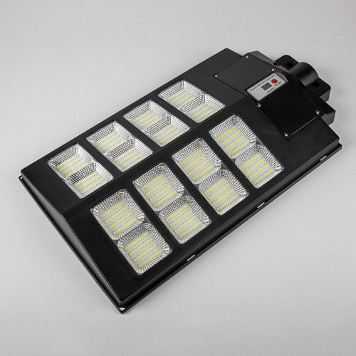 Napelemes utcai lámpa, távirányítóval, mozgás- és fényérzékelővel, rögzítőkonzollal, 640 LED, 400W