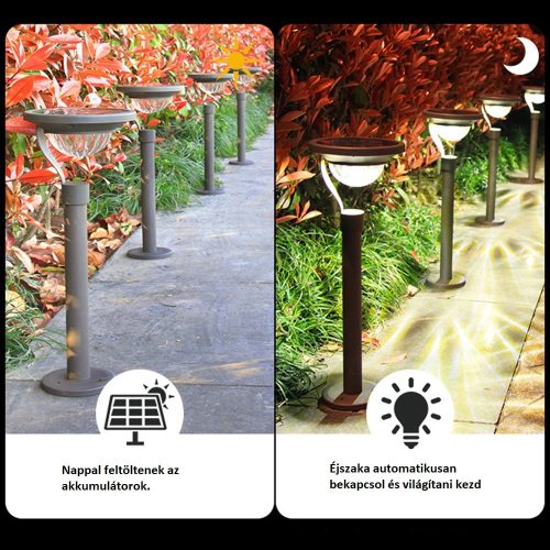 LED Napelemes Álló Lámpa 2 Rögzítési Móddal, Meleg Fehér 57cm