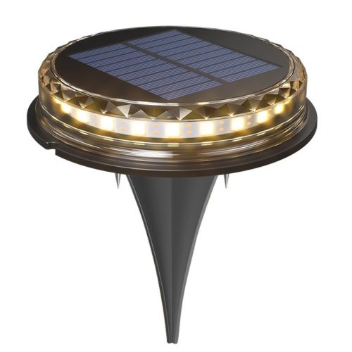 Napelemes LED disk lámpa, 8 LED, meleg fehér