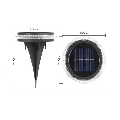 Napelemes LED disk lámpa, 8 LED, meleg fehér