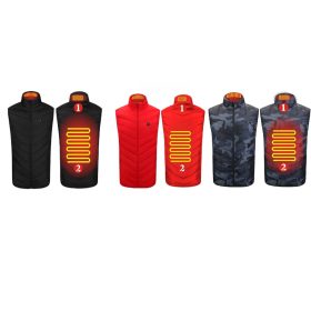   Fűthető Uniszex mellény, 2 fűtési zóna, pamut töltet, 3 hőmérsékleti beállítás, USB töltés, piros, fekete, terepmintás, M-XXXL méret