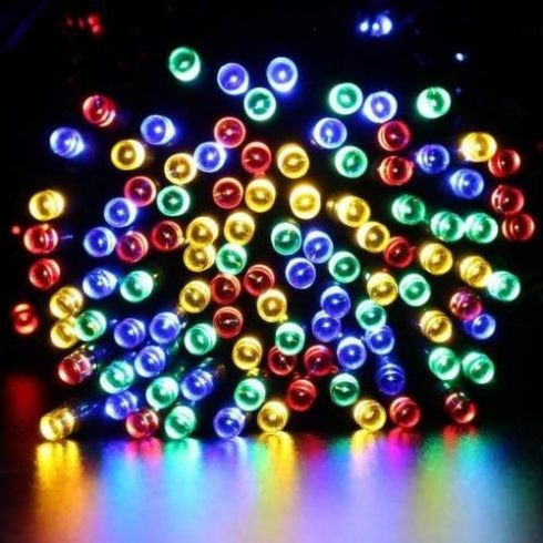 100LED-es napelemes kerti fényfüzér 10+2méter - választható színekben - Színes
