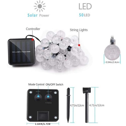 Napelemes buborék fényfüzér - 200 gömb- 22 méter meleg fehér