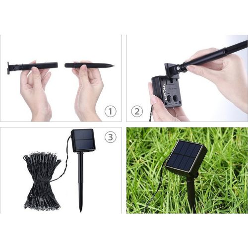 Napelemes buborék fényfüzér - 200 gömb- 22 méter meleg fehér