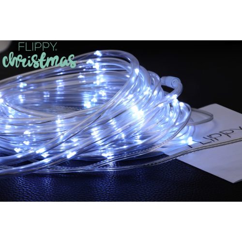 Napelemes fénycső világítás, 100 LED, 12 méter hosszú, 8 program- Hideg fehér